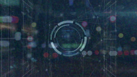 Futuristic Digital Interface with Night City Traffic