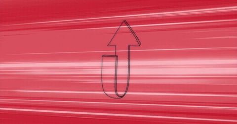 Dynamic u-shaped arrow with red streaks signifying motion