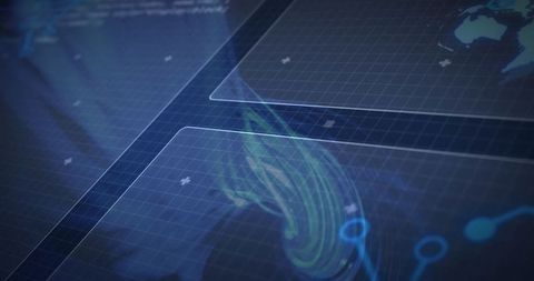 Futuristic Digital Interface with Swirling Contours and Data Flows