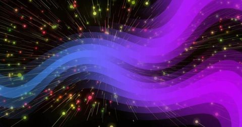 Vibrant digital wave with luminous particles creative background