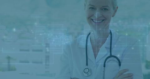 Technologically Advanced Healthcare Professional Bustling with Innovation