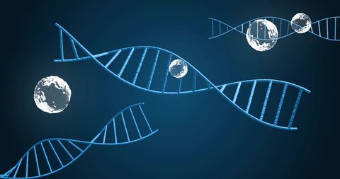 Futuristic DNA Strands and Bubble Elements on Dark Background - Download Free Stock Images Pikwizard.com