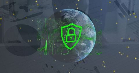 Global Data Security Concept with Earth and Digital Connections