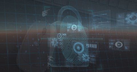 Digital Security Lock with Fingerprint and Data Overlay - Download Free Stock Images Pikwizard.com