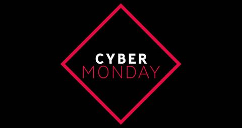Cyber Monday Promotional Graphic on Black Background - Download Free Stock Images Pikwizard.com