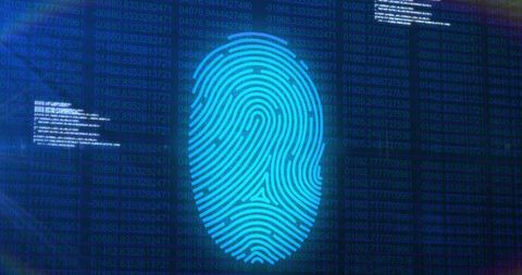 biometric fingerprint scanner with digital data background - Download Free Stock Images Pikwizard.com