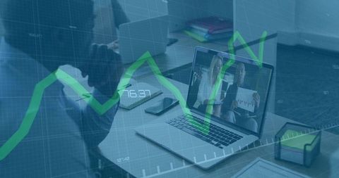 Virtual Team Meeting with Business Data Analytics