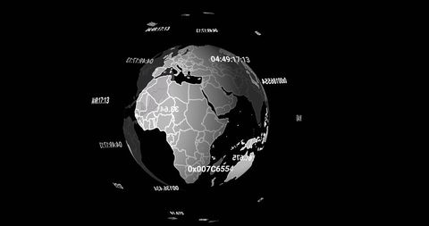 Dynamic Rotating Globe with Digital Data on Black Background - Download Free Stock Images Pikwizard.com