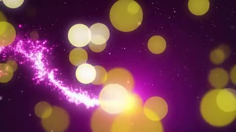 Magenta Spark Trail Weaving Through Gold Bokeh Orbs with Neon Glow Motion Loop