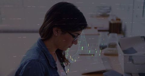 Businesswoman Visualizing Financial Data at Office