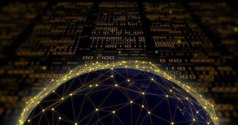 Global Digital Network with Binary Code Overlay - Download Free Stock Images Pikwizard.com