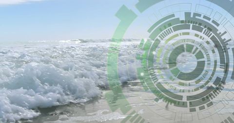 Digital Data Processing Interface with Seascape Background - Download Free Stock Images Pikwizard.com