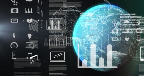 Digital Global Network With Technology and Graphs - Download Free Stock Images Pikwizard.com