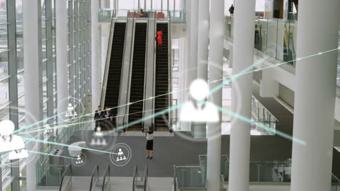 Animation of Network Interfaces Over Modern Corporate Atrium