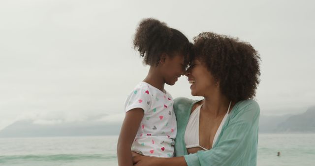 Mother and Daughter Happy Moment at Beachside - Download Free Stock Images Pikwizard.com