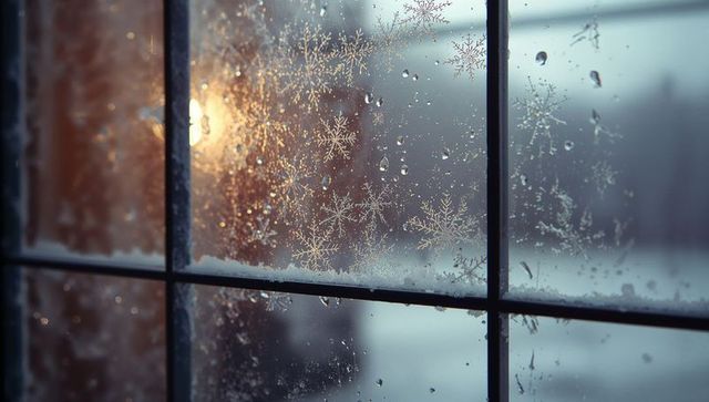 Frosted Window with Delicate Snowflake Patterns