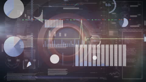 Futuristic Digital Interface with Data and Heart Rate Visualization