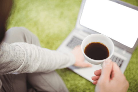 Transparent Laptop Screen Outdoors with Coffee in Hand - Download Free Stock Videos Pikwizard.com