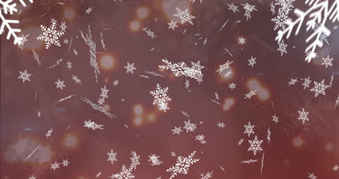 Falling Snowflakes Over Red Festive Background