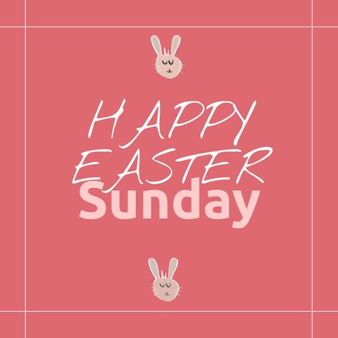 Cute Easter Bunny with Happy Easter Sunday Text on Pink Background - Download Free Stock Templates Pikwizard.com