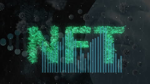 NFT Text with Financial Data and Virus Graphics