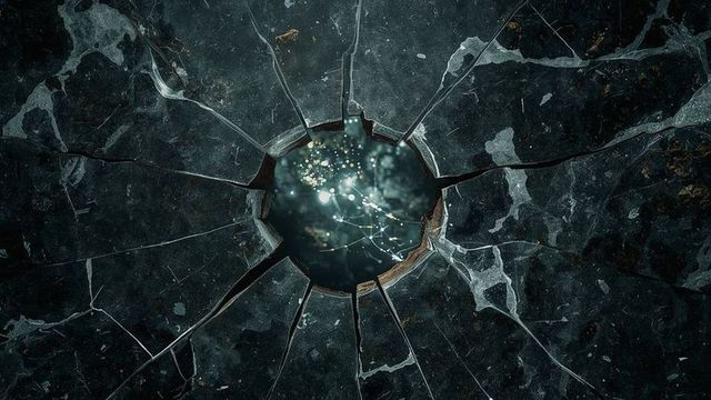 Futuristic fractured surface with illuminated center