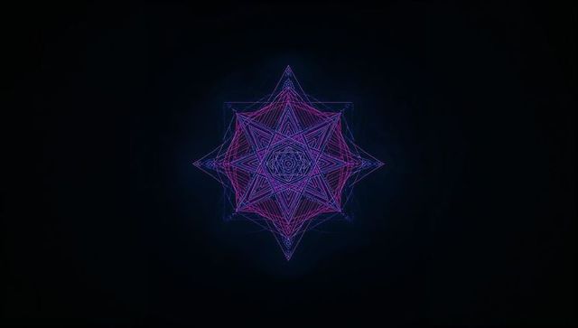 Glowing Neon Star-Fractal in Dark Void