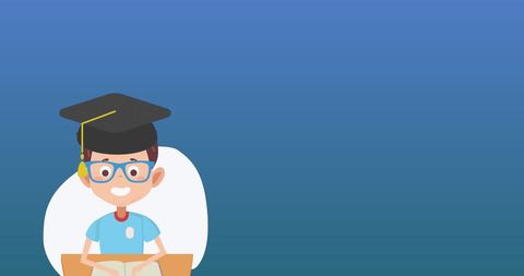 Happy school boy graduating conceptual design with book