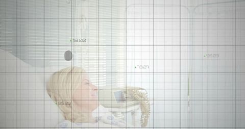 Patient Resting in Hospital Ward with Technology Overlay
