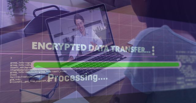 Secure Video Call with Encrypted Data Transfer Overlaid - Download Free Stock Images Pikwizard.com