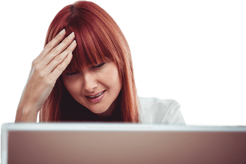 transparent background woman stressed looking at computer screen - Download Free Stock Videos Pikwizard.com