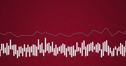 Dynamic diagrams on red background highlighting global technology