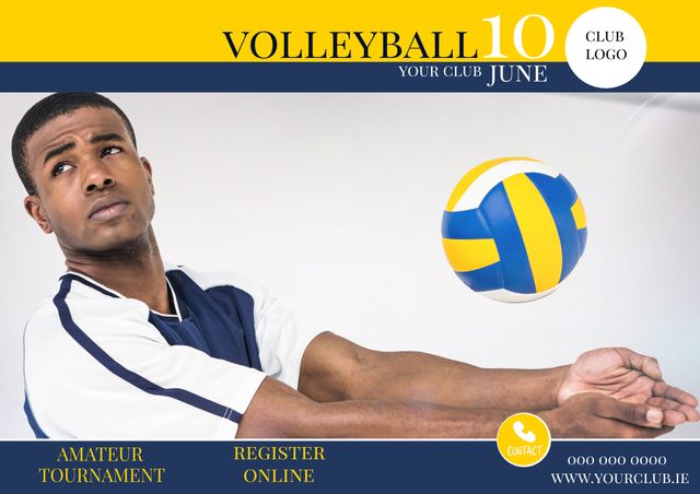 Dynamic Volleyball Event Ad Featuring Focused Athlete Calling for Entries - Download Free Stock Templates Pikwizard.com