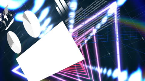 Abstract Digital Data Interface Background with Neon Shapes