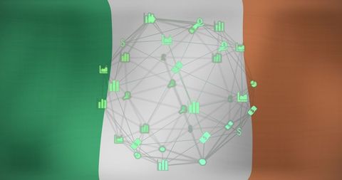Digital Networking Overlaid on Irish National Flag - Download Free Stock Images Pikwizard.com