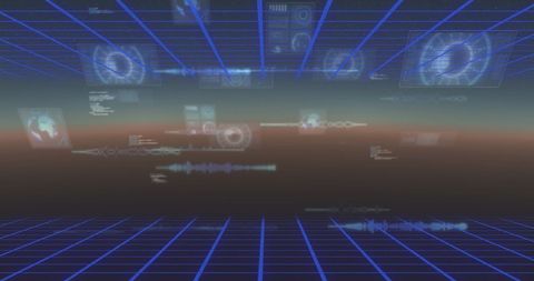 Futuristic Infographic Interface with Blue Grid Background - Download Free Stock Images Pikwizard.com