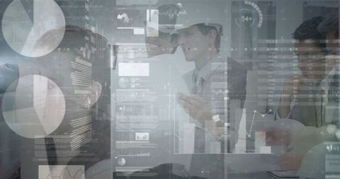 Architects Collaboration with Digital Financial Data Overlay - Download Free Stock Images Pikwizard.com