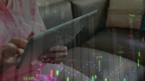 Man Engaging with Digital Data Through Tablet Device