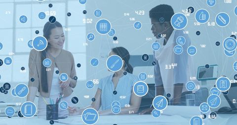 Diverse Women Collaborate in Digital Networking Environment - Download Free Stock Images Pikwizard.com