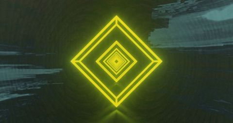 Neon glowing geometric shapes on dark digital background