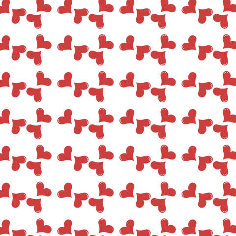 Red hearts repeating pattern on transparent background