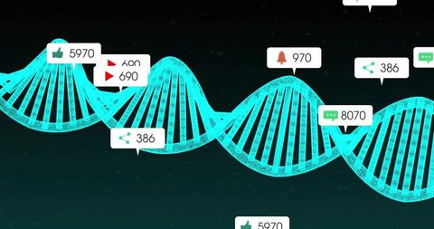 Neon DNA Data Stream with Social Media Notification Counters for Digital Bioinformatics