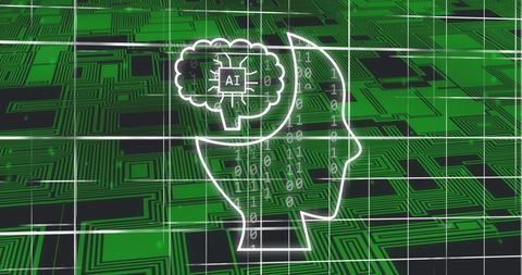 Digital Human Brain Interface with Binary Code - Download Free Stock Images Pikwizard.com