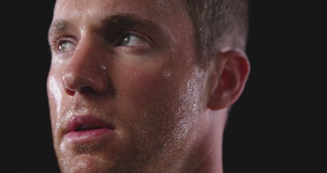 Determined Athletic Man with Sweat on Face in Close-Up - Download Free Stock Images Pikwizard.com