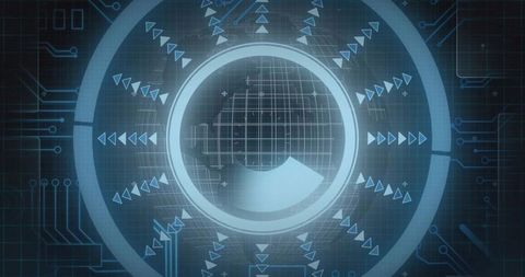 Futuristic Neon Blue Interface with Holographic Elements