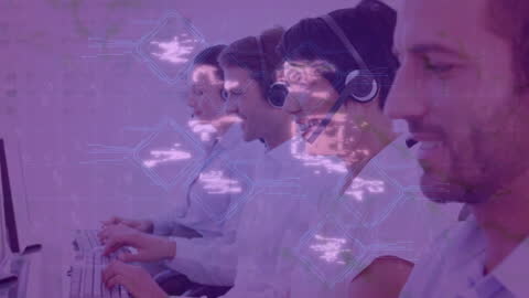 Diverse Customer Service Team in High-Tech Environment