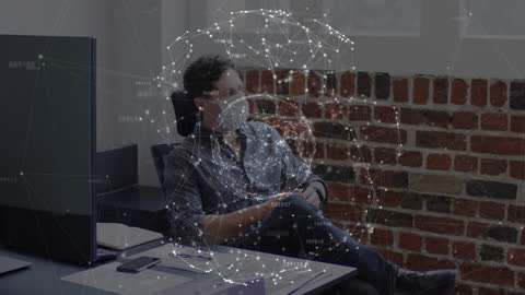 Business Professional with Digital Interface in Modern Office