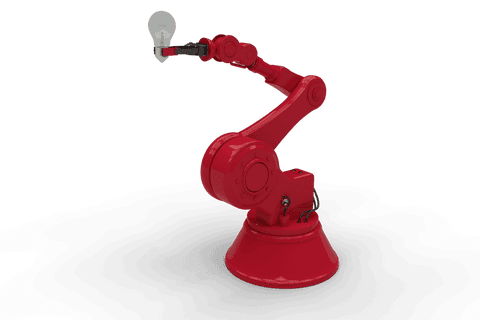 red robotic arm with light bulb on transparent background - Download Free Stock Videos Pikwizard.com