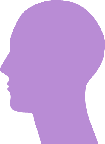 Purple Silhouette of Human Head on Transparent Background Vector
