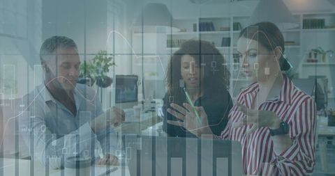 Team Analyzing Financial Data with Transparent Graphs Overlay - Download Free Stock Images Pikwizard.com
